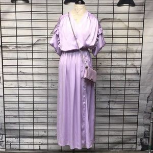 Kate spade lavender silk ruffle dress with belt